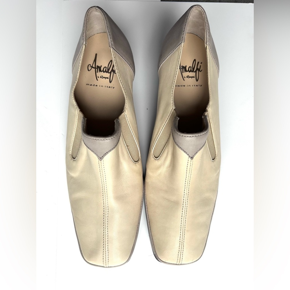 AMALFI  By Rangoni WOMEN'S LOAFERS Cream Leather Shoes made in Italy